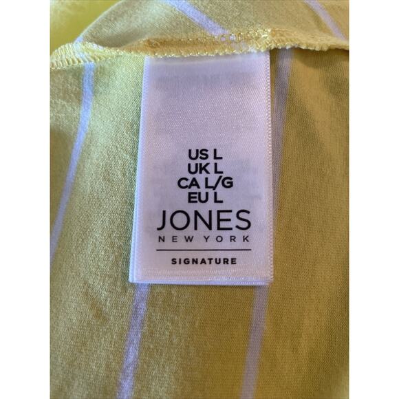 JNY SIGNATURE Womens Large Yellow Cap Sleeve V-Neck Cotton Top NWT - Picture 6 of 7
